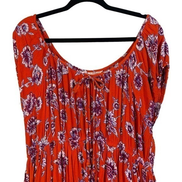 K. JORDAN Red Floral Ruffle‎ Mini Dress - Picture 2 of 8